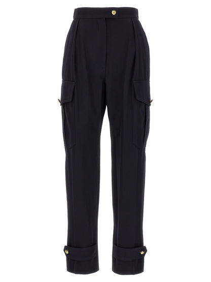 Blue Wool Cargo Pants