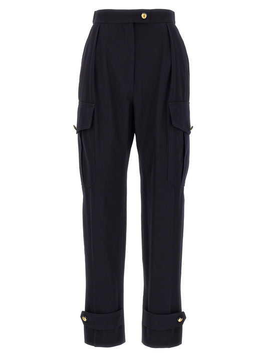 Blue Wool Cargo Pants