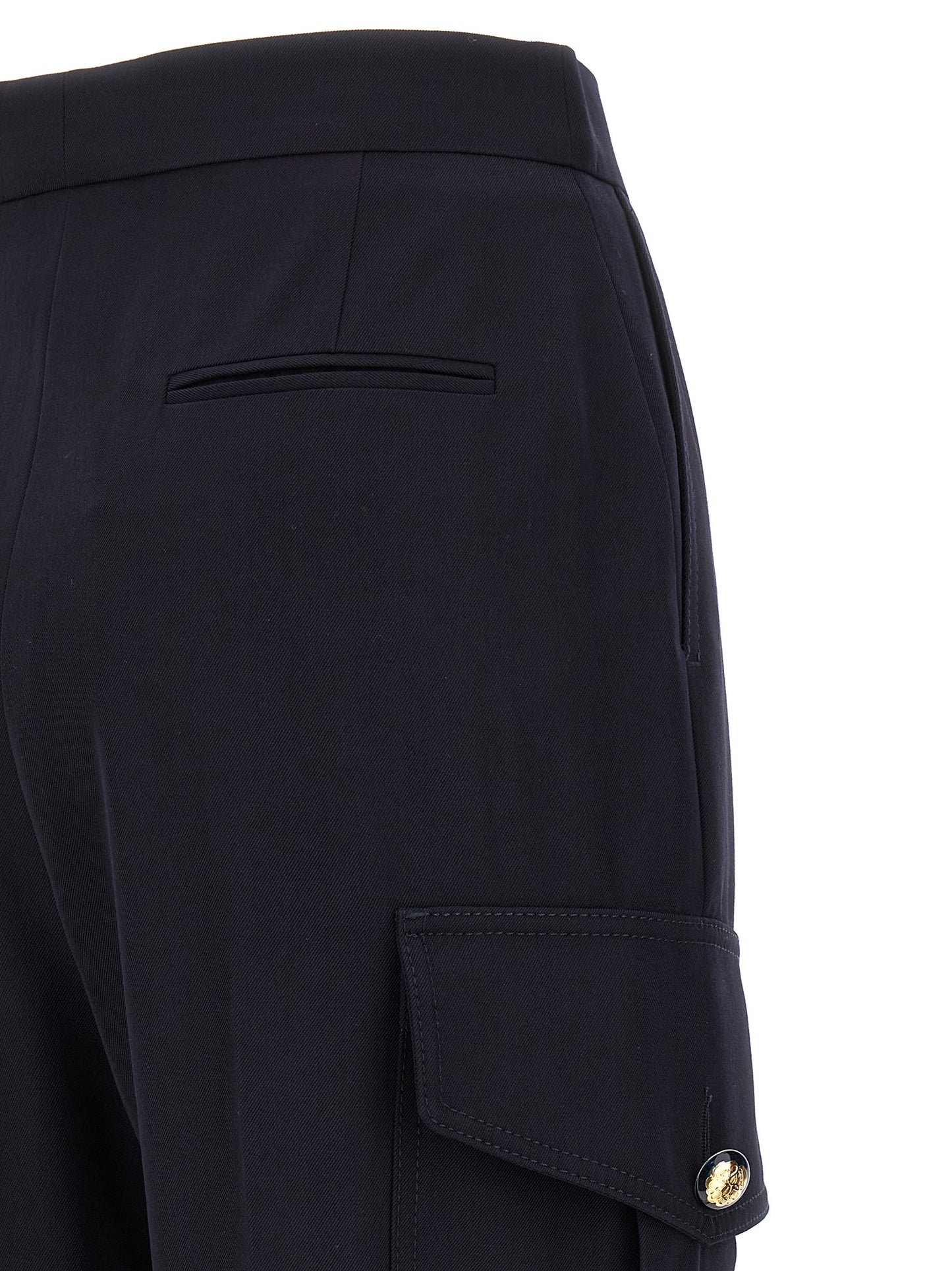 Blue Wool Cargo Pants