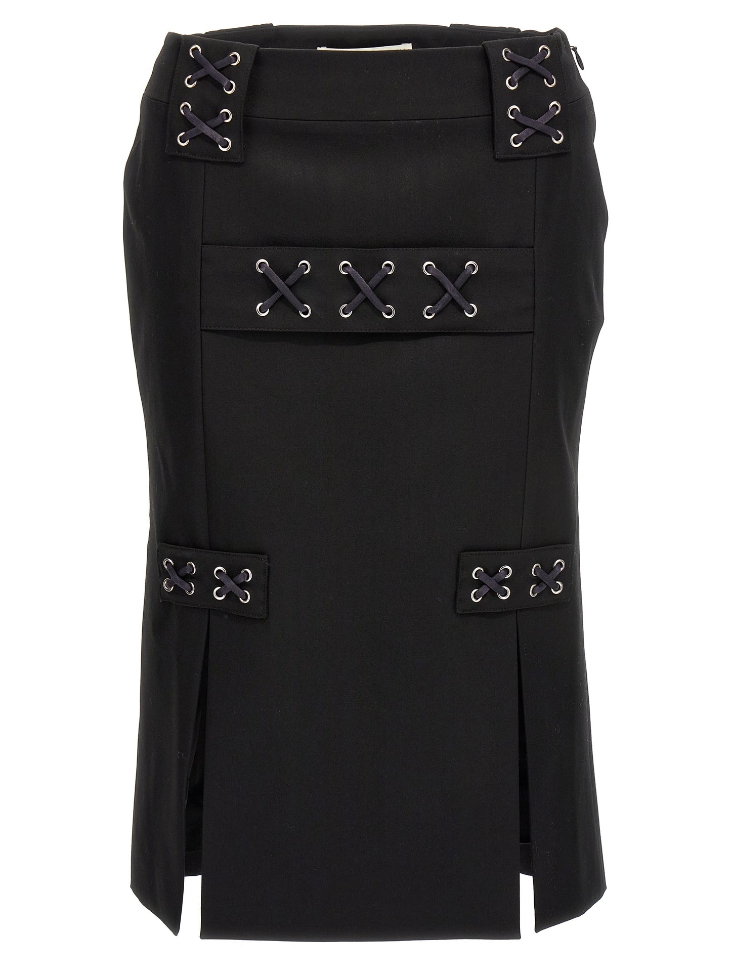 Black Wool Midi Skirt
