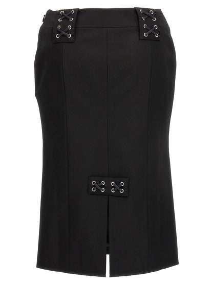 Black Wool Midi Skirt