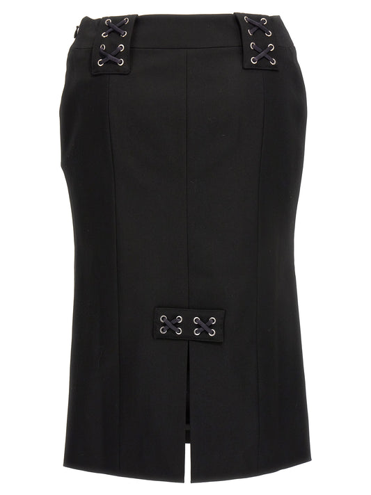Black Wool Midi Skirt