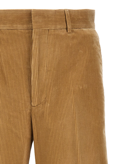 Beige Cotton Casual Pants