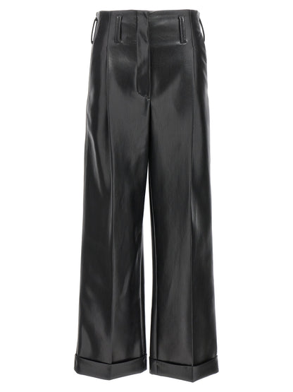 Black Polyester Casual Pants