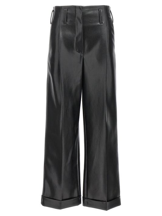 Black Polyester Casual Pants