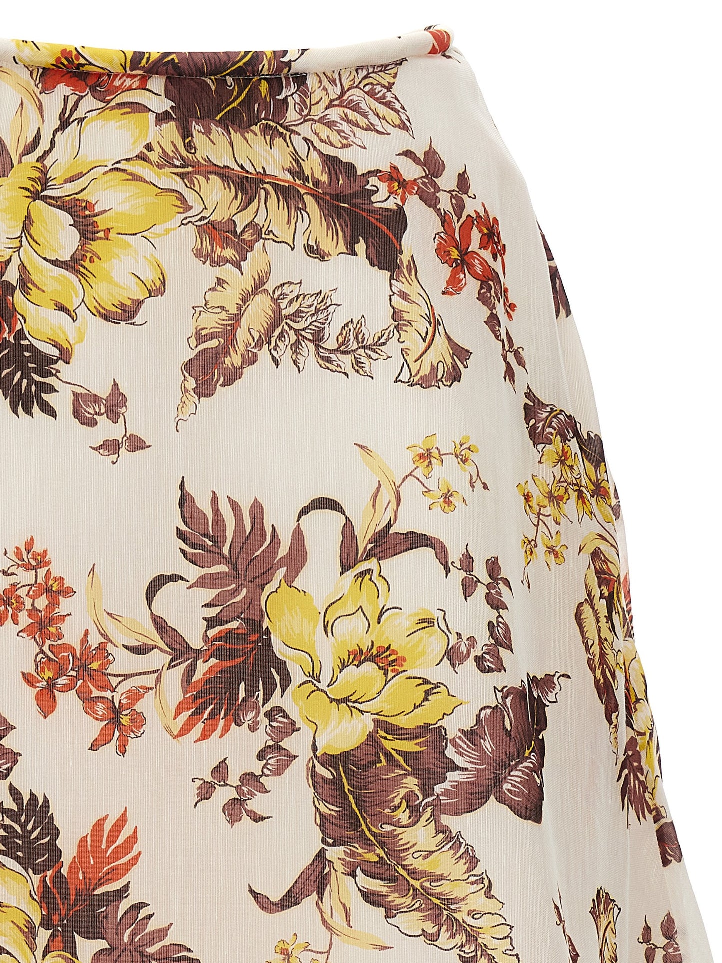 Multicolor Linen Midi Skirt