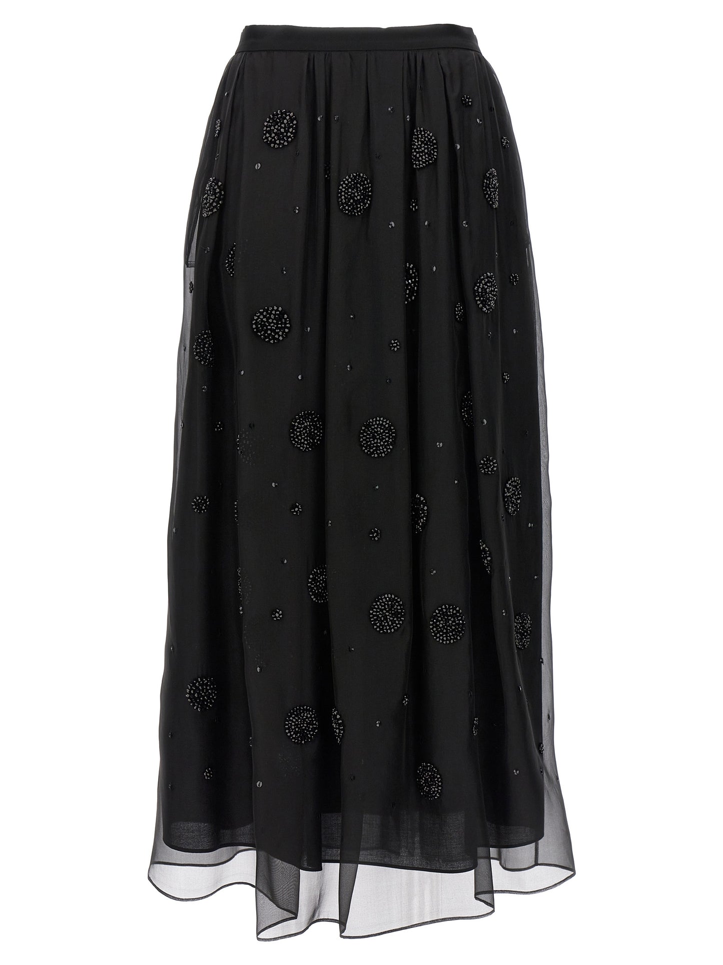 Black Silk Midi Skirt