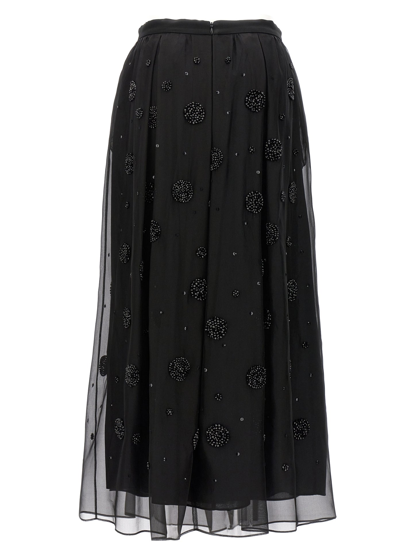 Black Silk Midi Skirt
