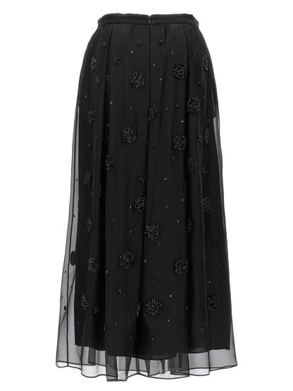 Black Silk Midi Skirt