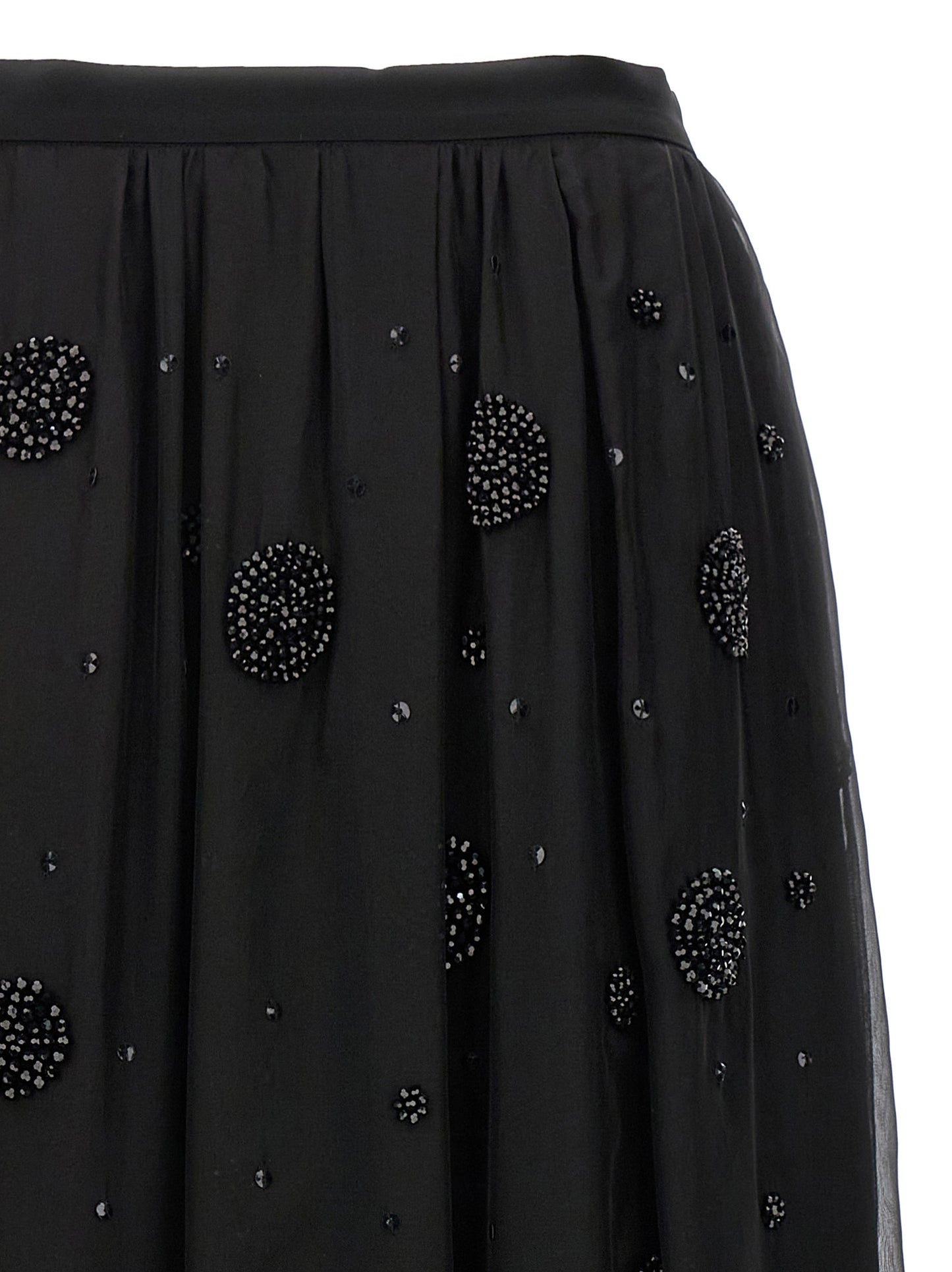 Black Silk Midi Skirt