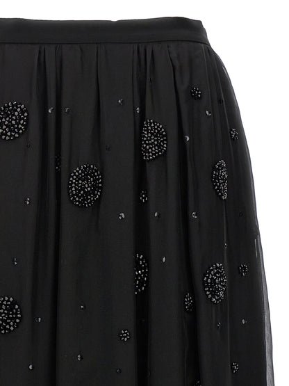 Black Silk Midi Skirt
