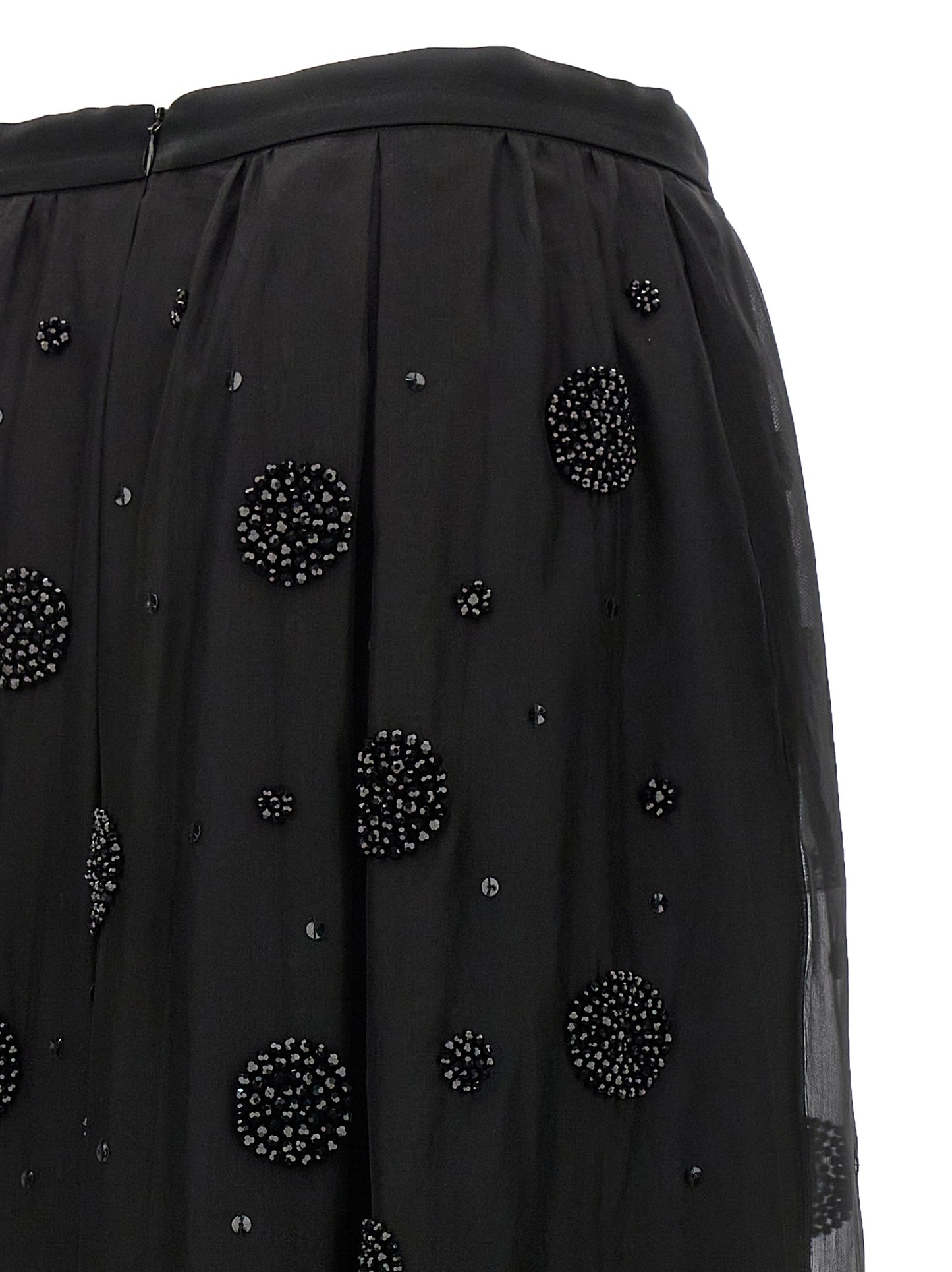 Black Silk Midi Skirt