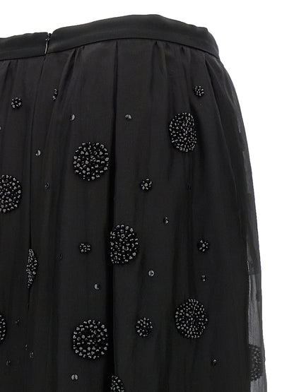 Black Silk Midi Skirt