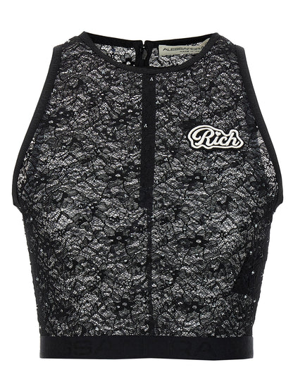 Black Polyamide Sleeveles T-Shirt