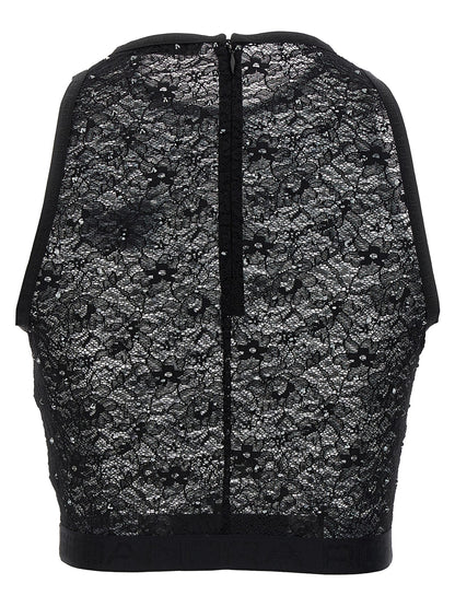 Black Polyamide Sleeveles T-Shirt