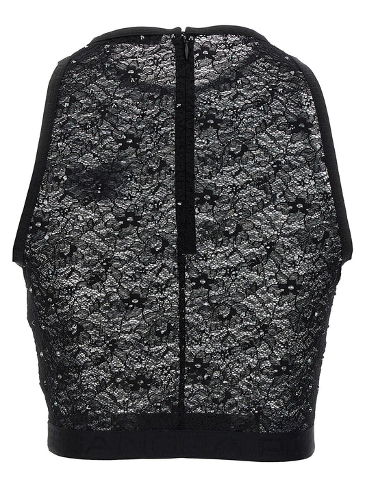 Black Polyamide Sleeveles T-Shirt