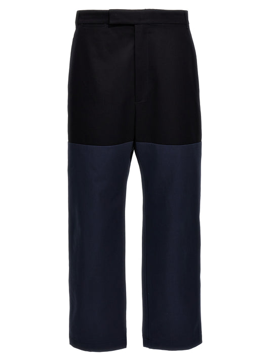 Blue Cotton Casual Pants