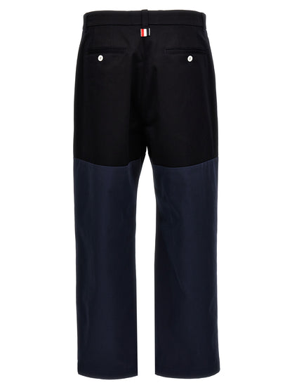 Blue Cotton Casual Pants