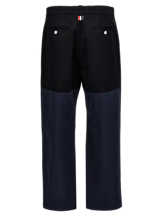 Blue Cotton Casual Pants