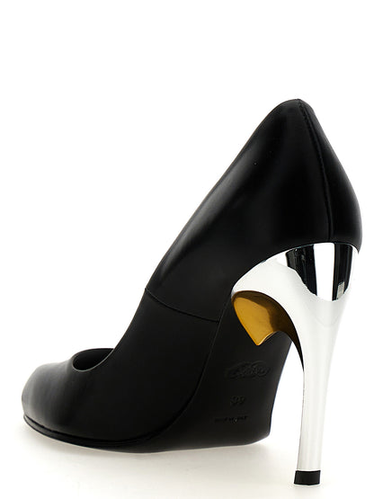 Black Lambskin High Heel Pumps