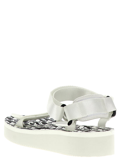 Bicolor Polyester Flat Sandals