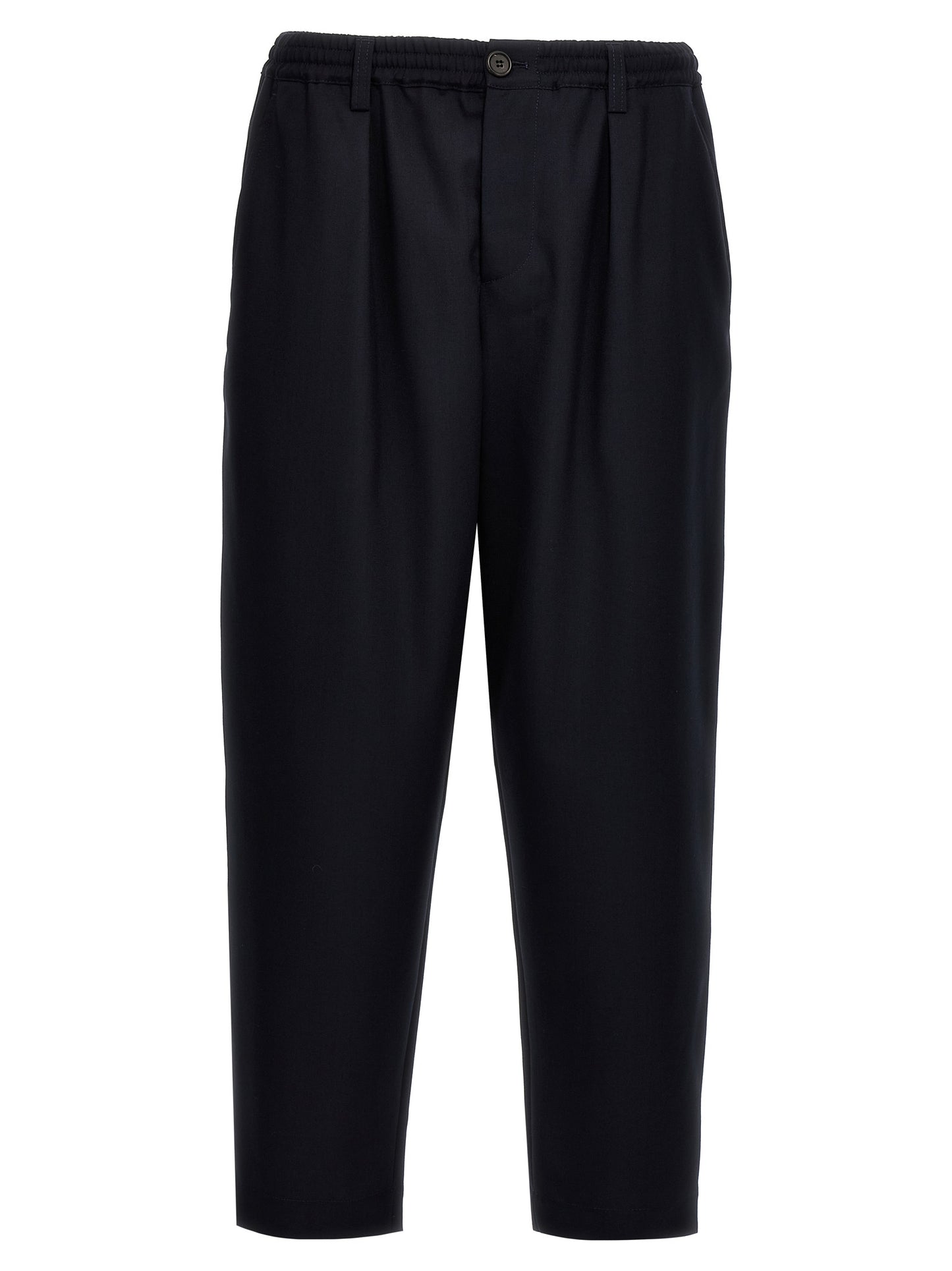 Blue Virgin Wool Cropped Pants