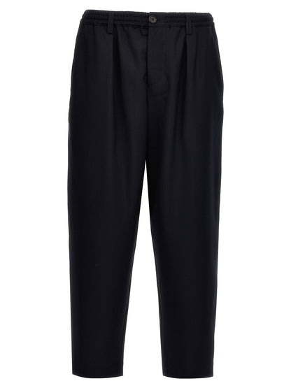 Blue Virgin Wool Cropped Pants
