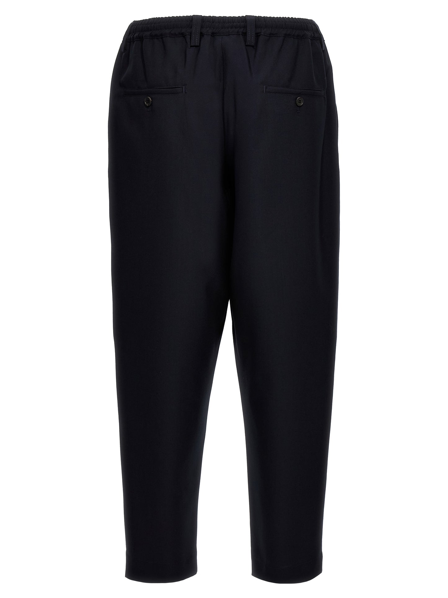 Blue Virgin Wool Cropped Pants