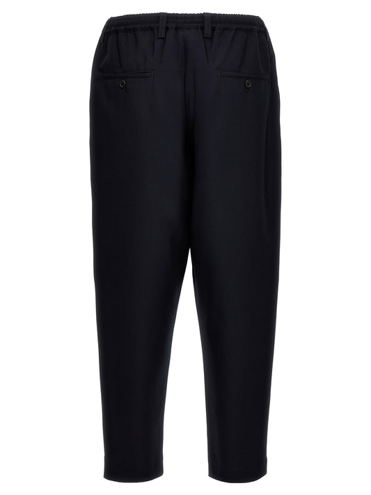 Blue Virgin Wool Cropped Pants