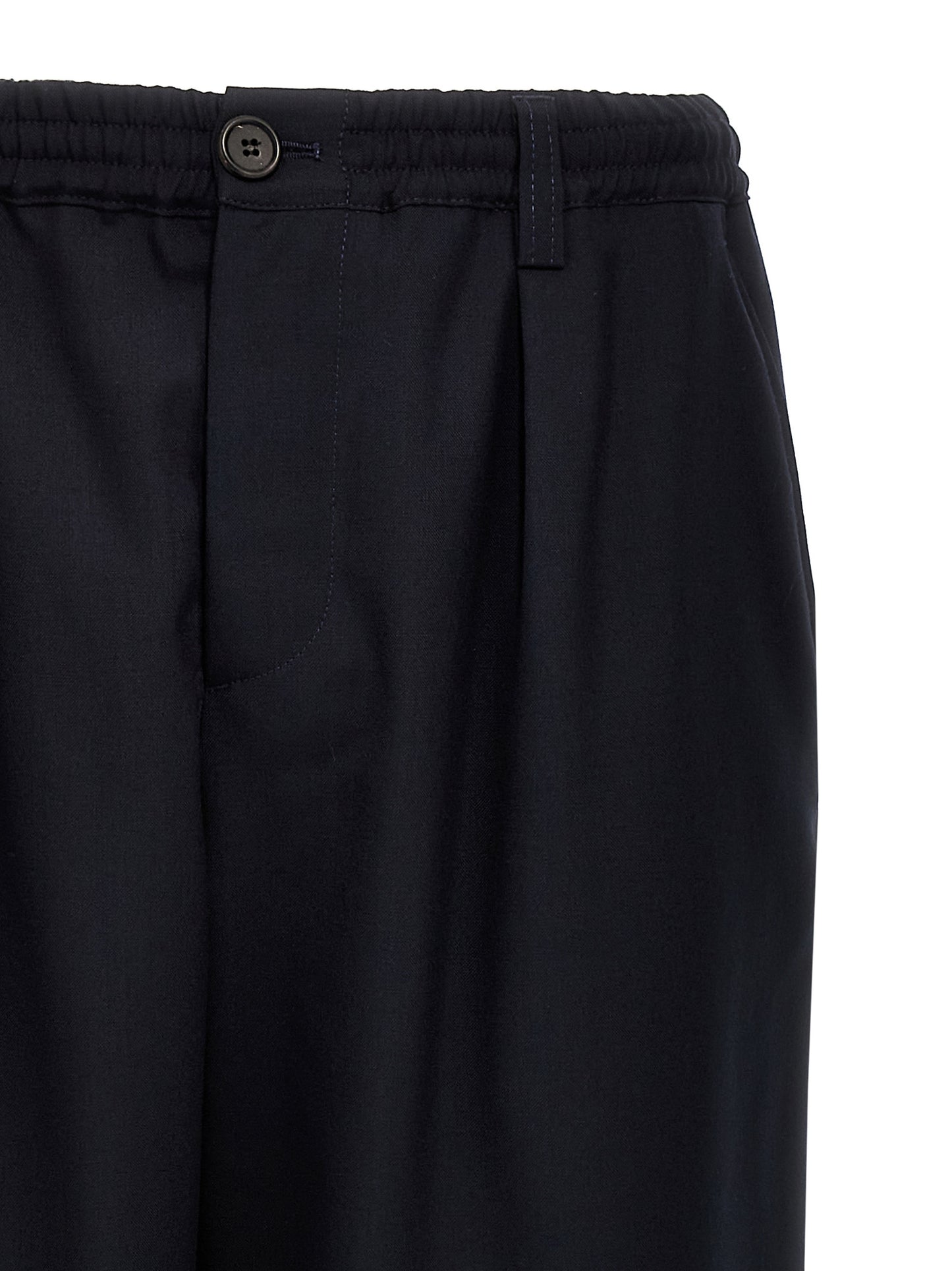 Blue Virgin Wool Cropped Pants