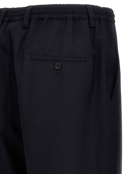 Blue Virgin Wool Cropped Pants