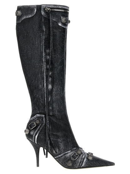 Black Lamb Leather Over The Knee