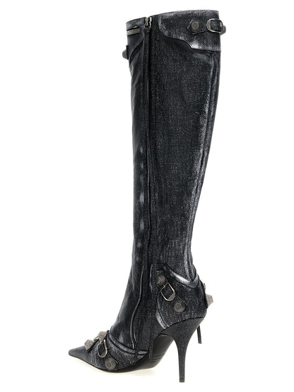 Black Lamb Leather Over The Knee