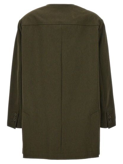 Bicolor Cotton Full-Length Jacket