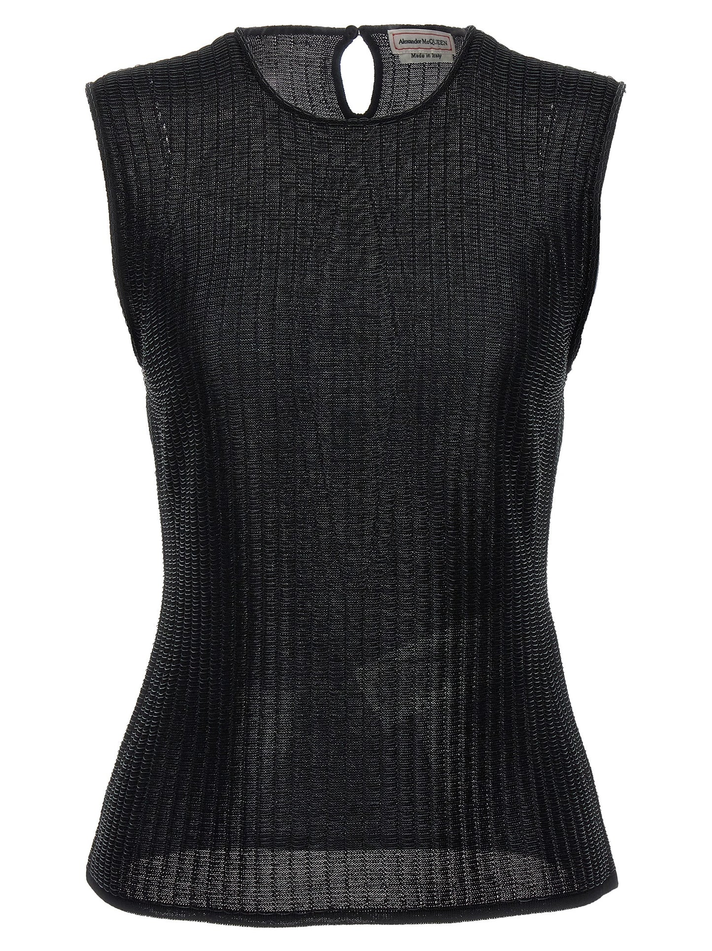Black Viscose Sleeveles T-Shirt