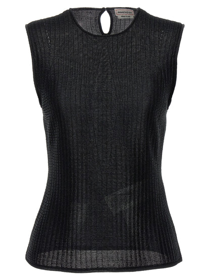 Black Viscose Sleeveles T-Shirt