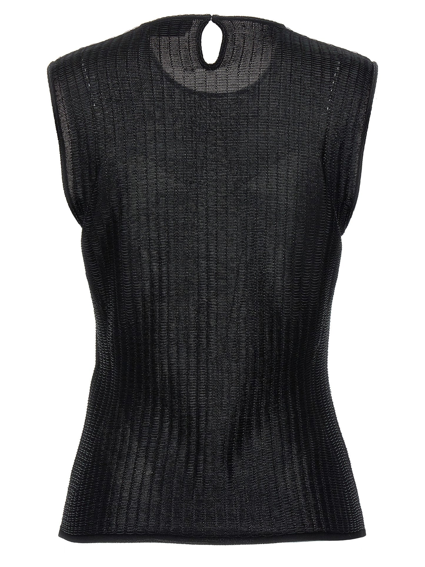 Black Viscose Sleeveles T-Shirt
