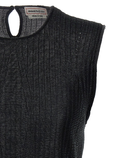 Black Viscose Sleeveles T-Shirt
