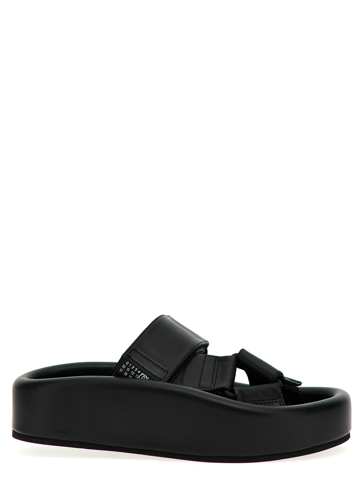 Black Leather Slides