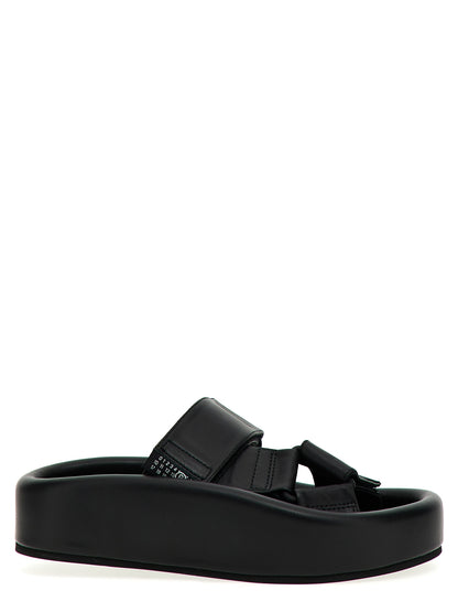 Black Leather Slides