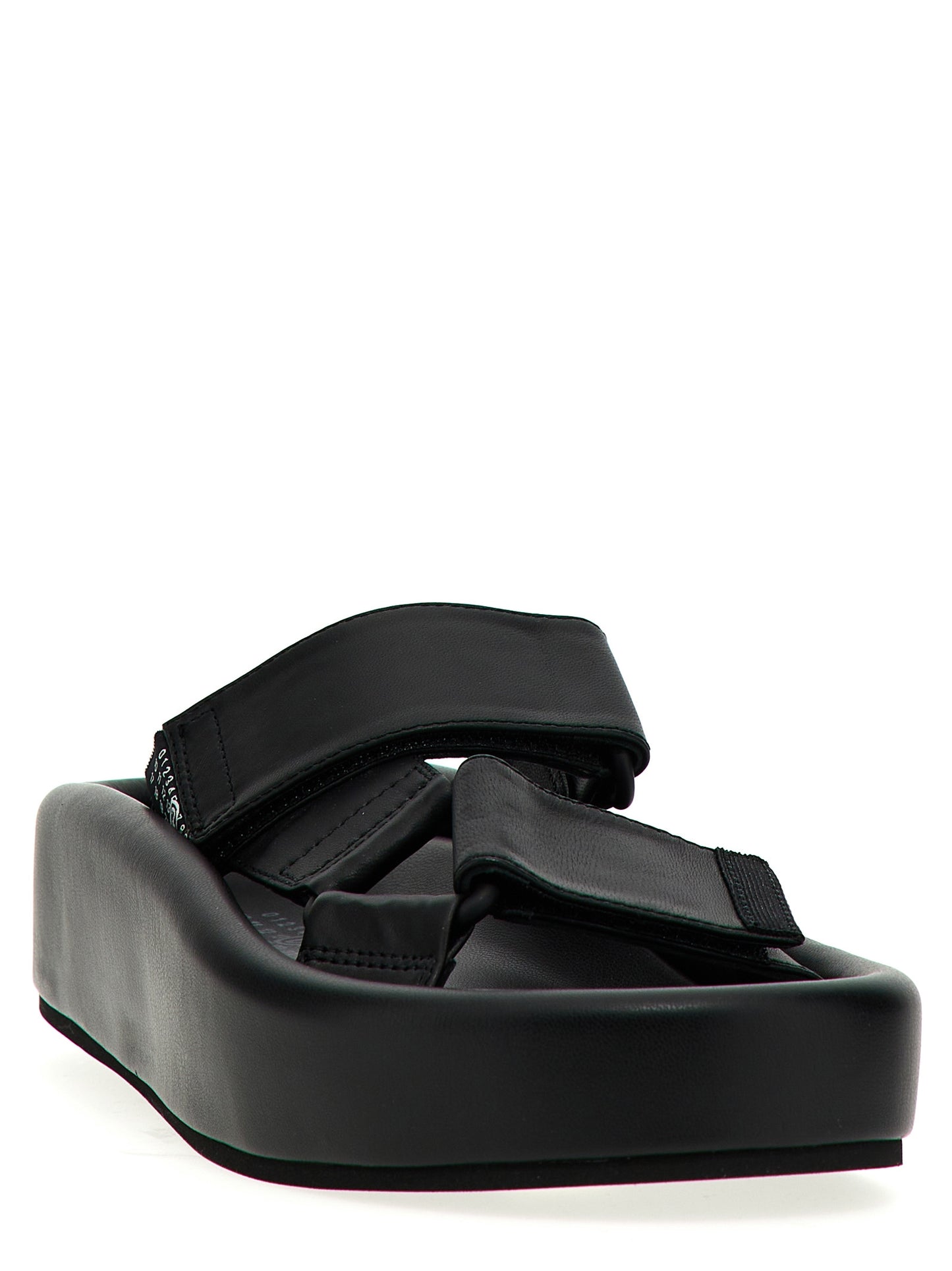 Black Leather Slides