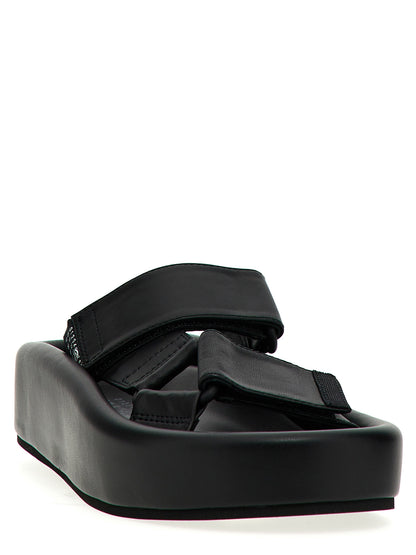Black Leather Slides