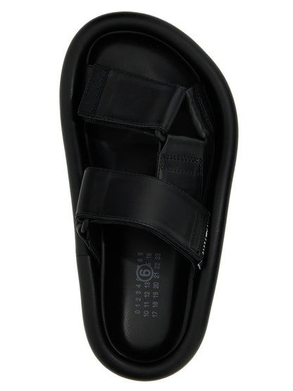 Black Leather Slides