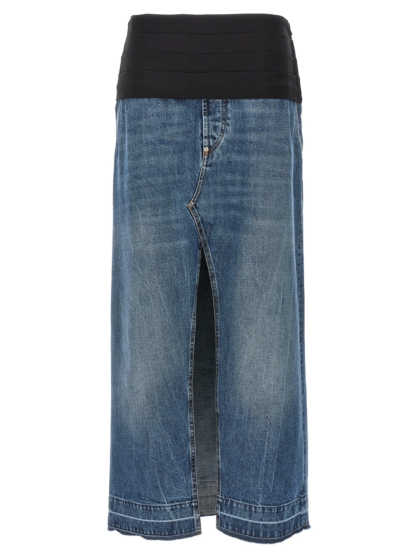 Blue Cotton Mini Skirt