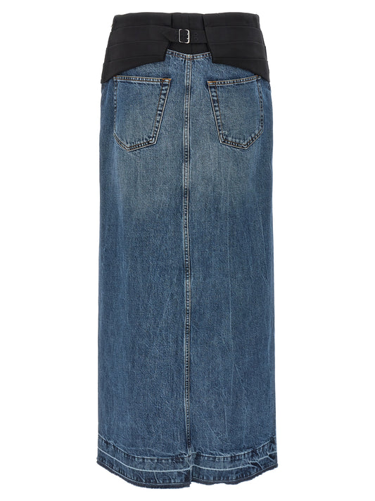 Blue Cotton Mini Skirt