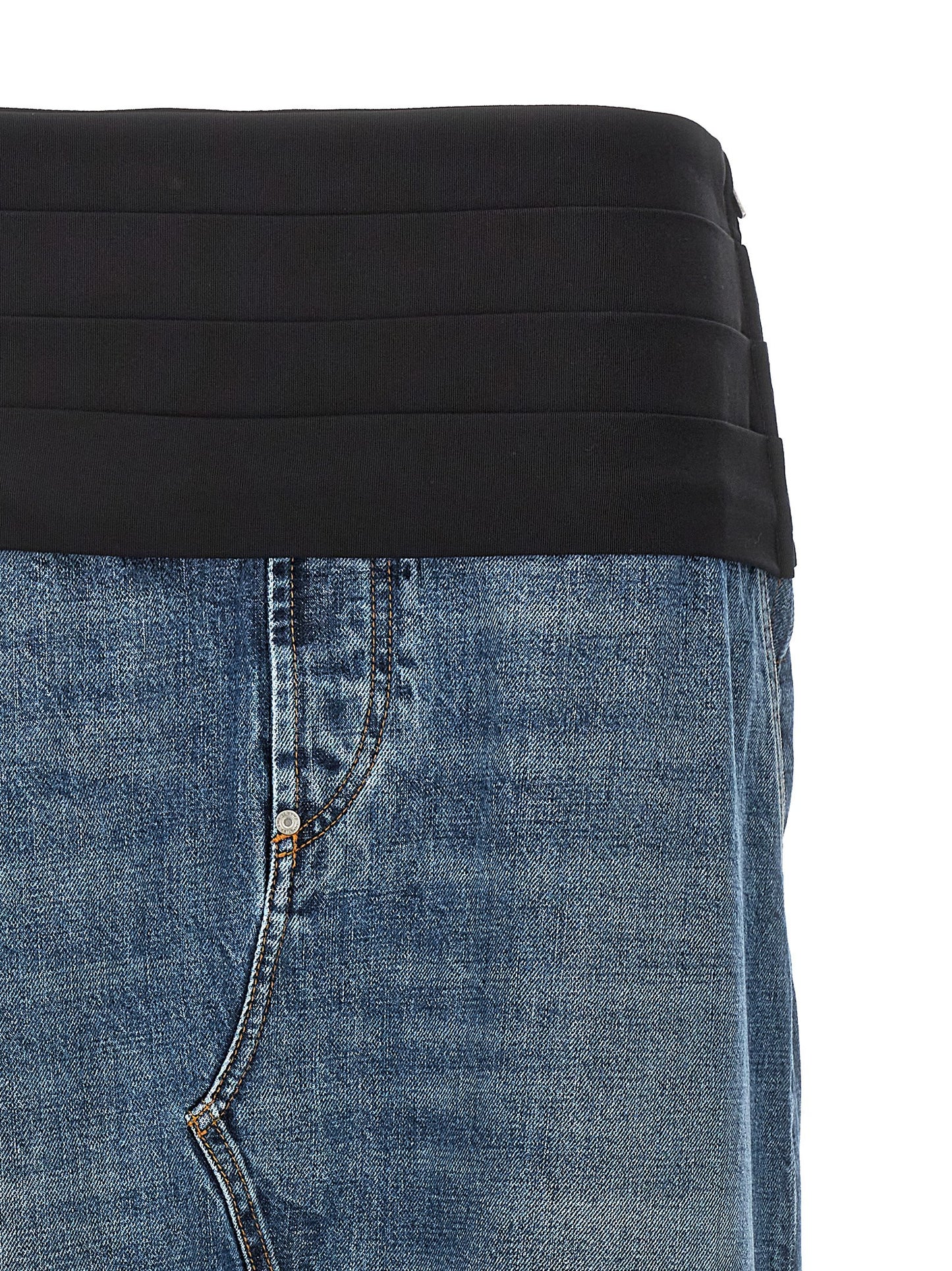 Blue Cotton Mini Skirt