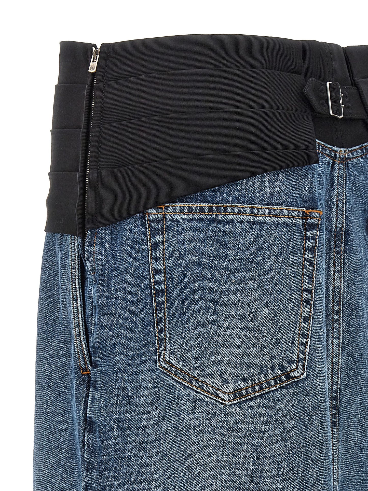 Blue Cotton Mini Skirt