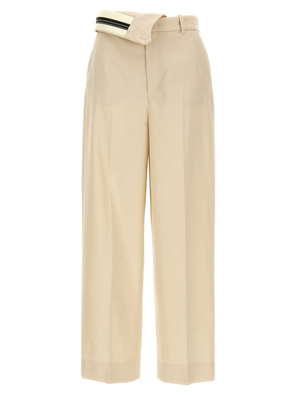 Beige Wool Casual Pants