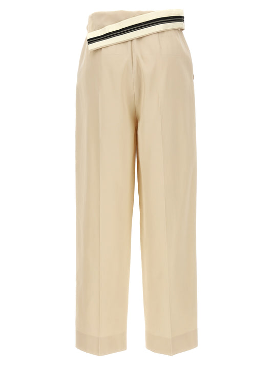 Beige Wool Casual Pants