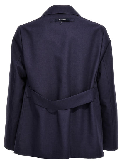 Blue Virgin Wool Full-Length Jacket